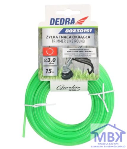 DEDRA kerek vágózsinór, trimmelőzsinór, kerti kasza 3.0mm x 15m