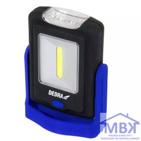   DEDRA zseblámpa 1W COB LED + 3LED, négyszögletes talppal, elemekkel